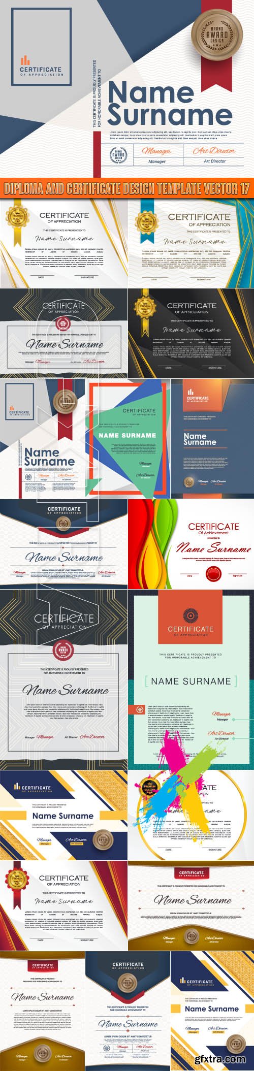 Diploma and certificate design template vector 17