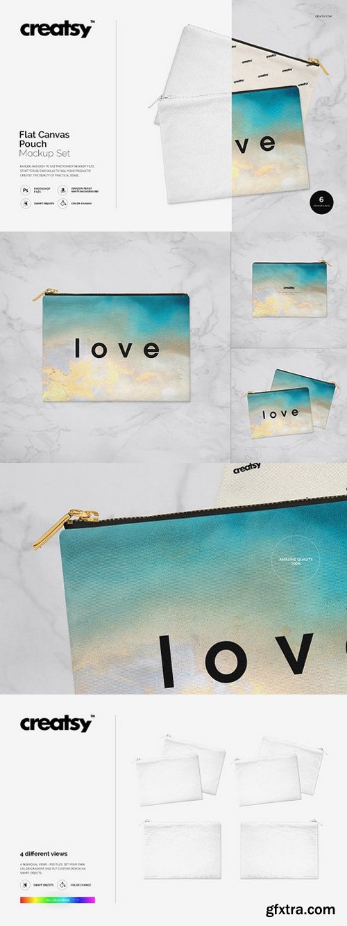 CM - Flat Canvas Pouch Mockup Set 1199028