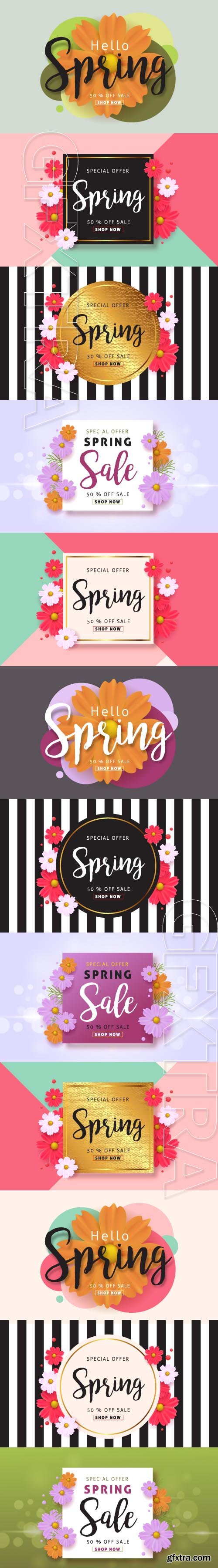 Spring sale background vector