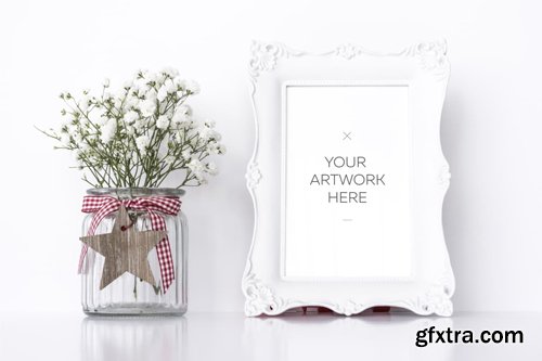 White Frame Mockup / PSD & JPG