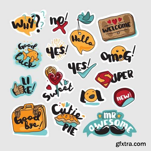 Set of Flat Design Stickers 2