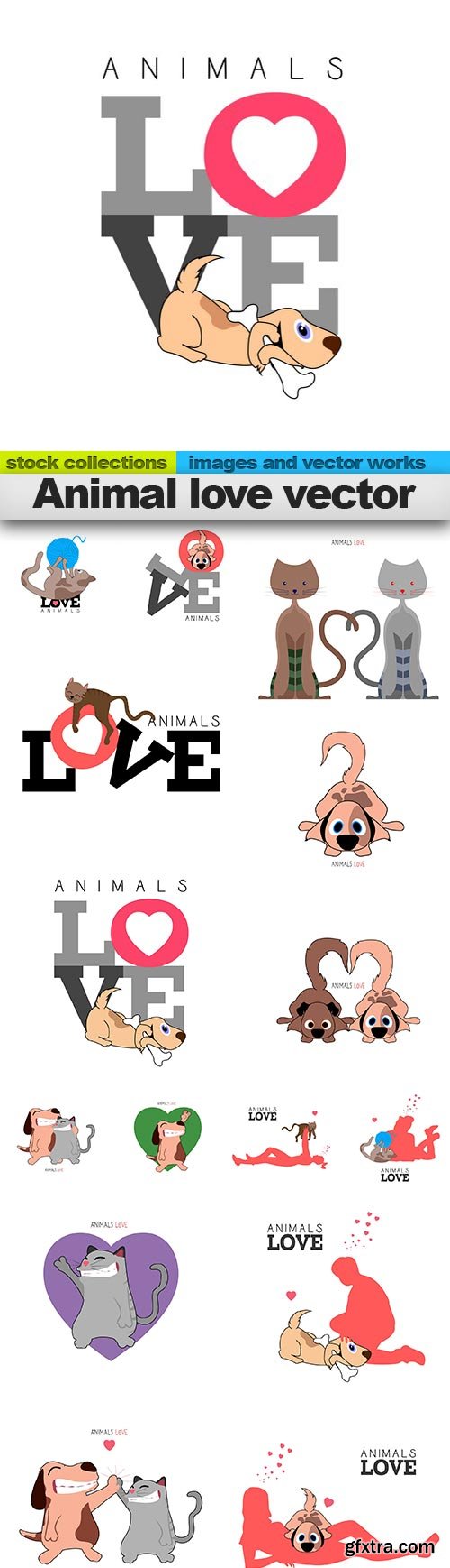 Animal love vector, 15 x EPS