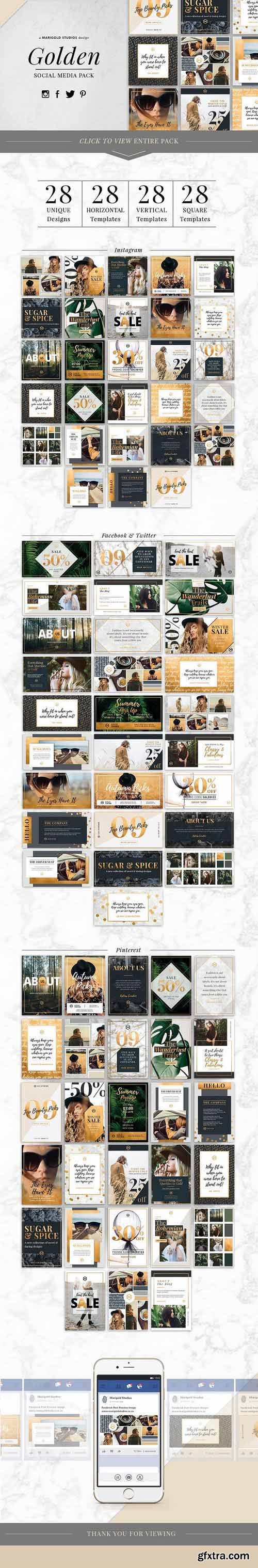 CM - GOLDEN Theme | Social Media Pack 1032915