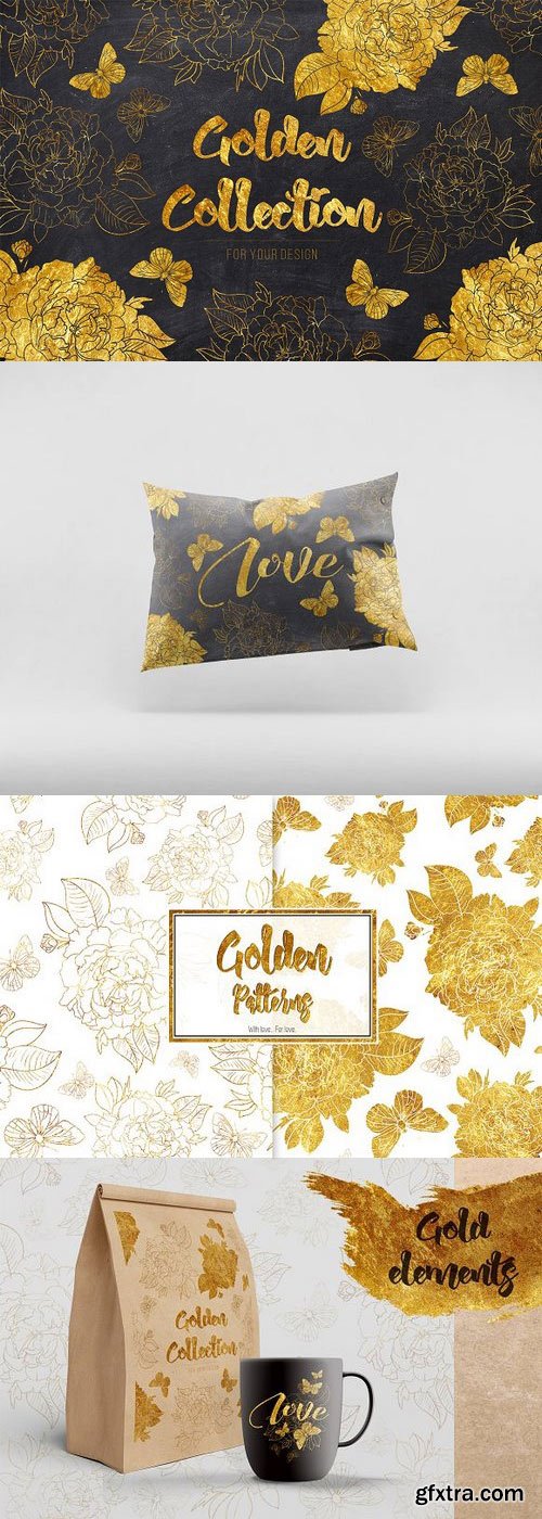 CM - Golden flowers and butterflies 604488