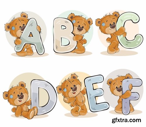 Collection of teddy bear gift card for Valentine\'s Day Love Heart 25 EPS