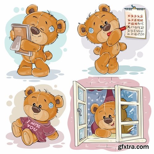 Collection of teddy bear gift card for Valentine\'s Day Love Heart 25 EPS