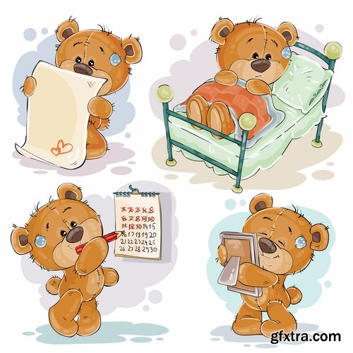 Collection of teddy bear gift card for Valentine\'s Day Love Heart 25 EPS