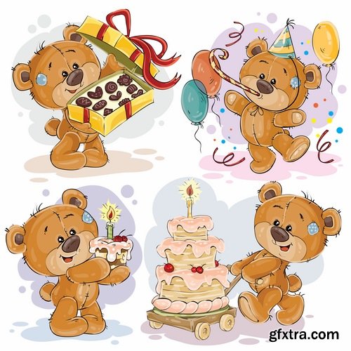 Collection of teddy bear gift card for Valentine\'s Day Love Heart 25 EPS