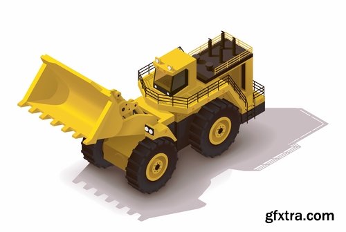 Collection of isometric view of the vehicle construction machinery tractor truck 25 EPS