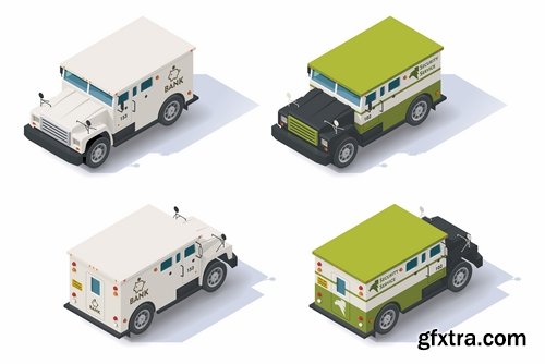 Collection of isometric view of the vehicle construction machinery tractor truck 25 EPS