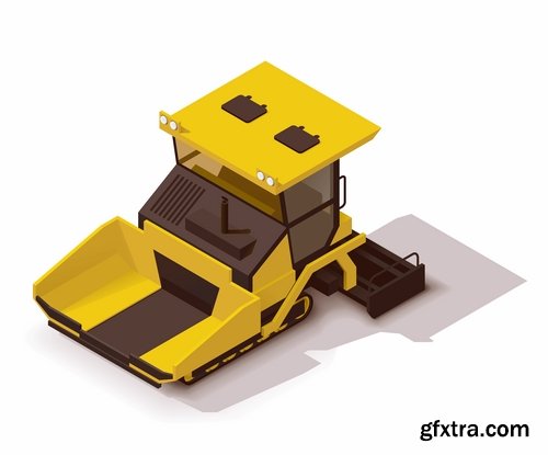 Collection of isometric view of the vehicle construction machinery tractor truck 25 EPS