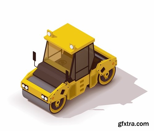 Collection of isometric view of the vehicle construction machinery tractor truck 25 EPS