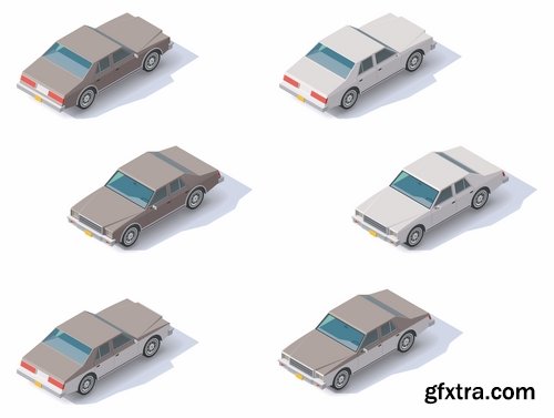 Collection of isometric view of the vehicle construction machinery tractor truck 25 EPS