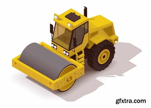 Collection of isometric view of the vehicle construction machinery tractor truck 25 EPS