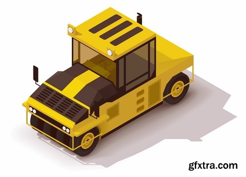 Collection of isometric view of the vehicle construction machinery tractor truck 25 EPS