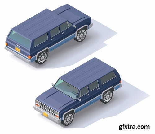 Collection of isometric view of the vehicle construction machinery tractor truck 25 EPS