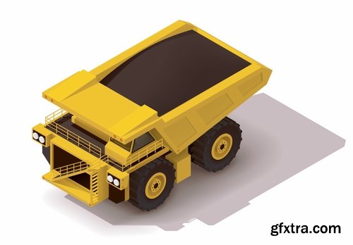 Collection of isometric view of the vehicle construction machinery tractor truck 25 EPS