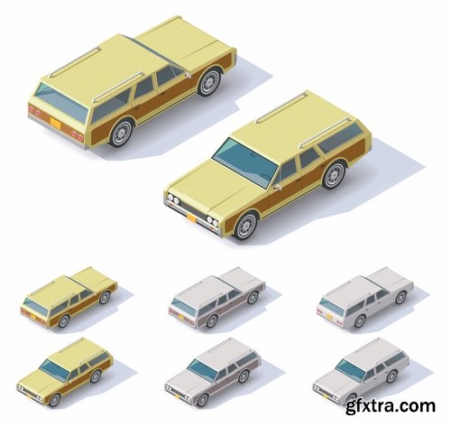 Collection of isometric view of the vehicle construction machinery tractor truck 25 EPS