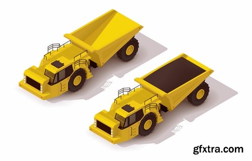 Collection of isometric view of the vehicle construction machinery tractor truck 25 EPS