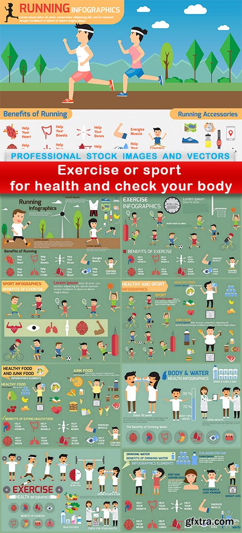 Exercise or sport for health and check your body - 9 EPS