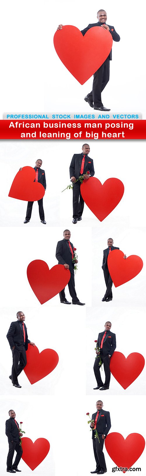 African business man posing and leaning of big heart - 9 UHQ JPEG