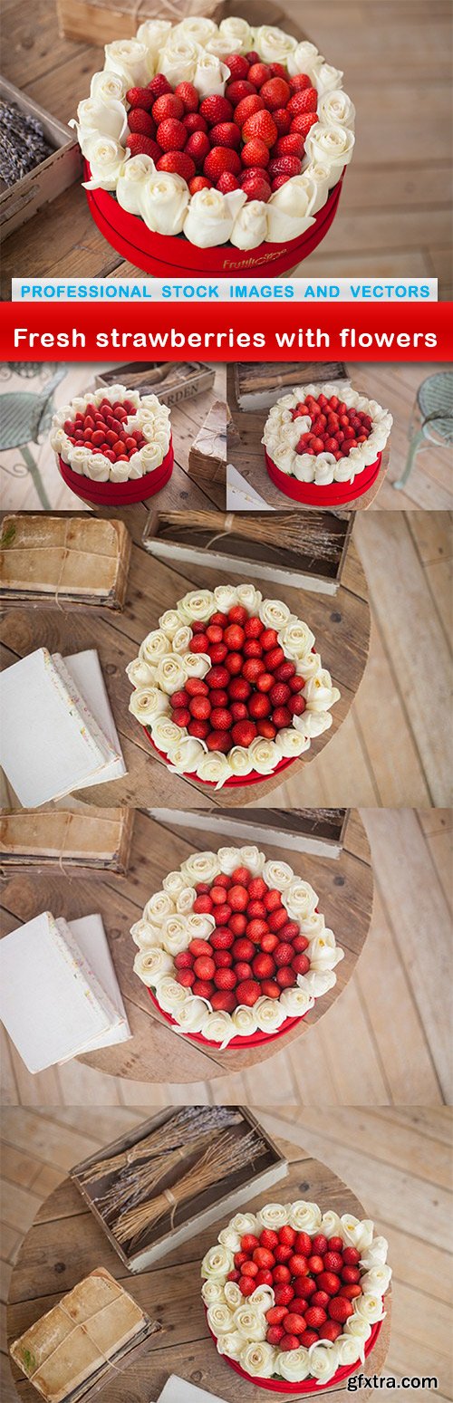 Fresh strawberries with flowers - 6 UHQ JPEG