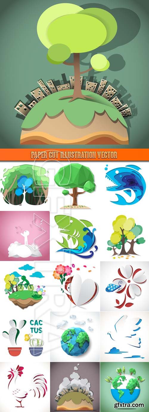 Paper cut illustration vector