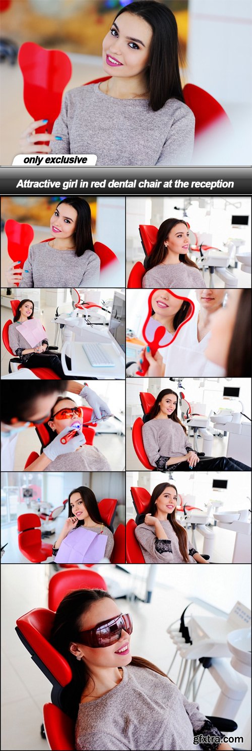 Attractive girl in red dental chair at the reception - 9 UHQ JPEG