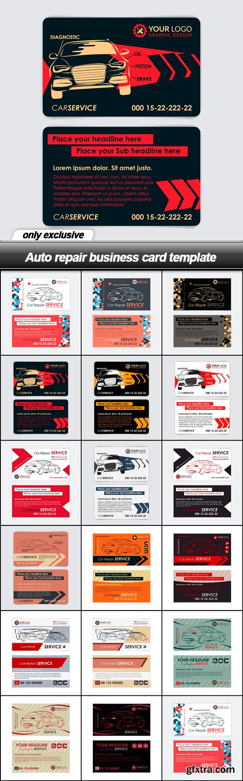 Auto repair business card template - 17 EPS