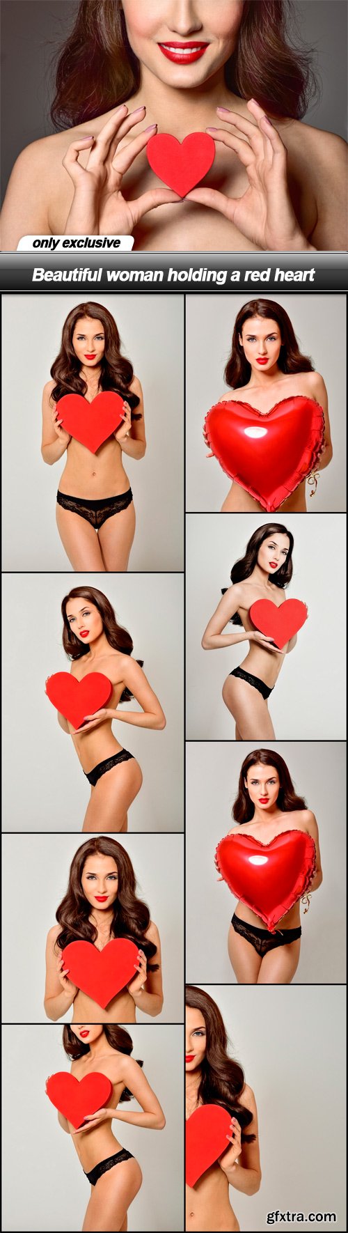 Beautiful woman holding a red heart - 9 UHQ JPEG