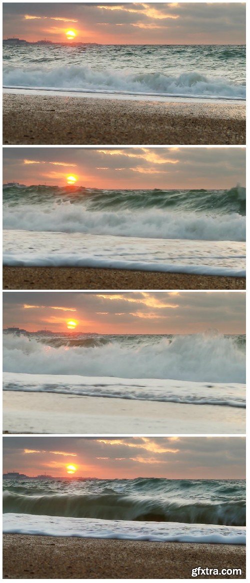 Footage Wave on sunset, nature composition