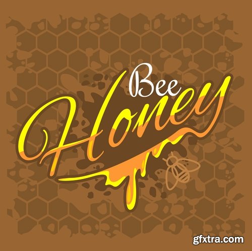 Collection of honey bee hive honeycomb 25 EPS