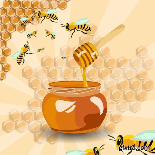 Collection of honey bee hive honeycomb 25 EPS