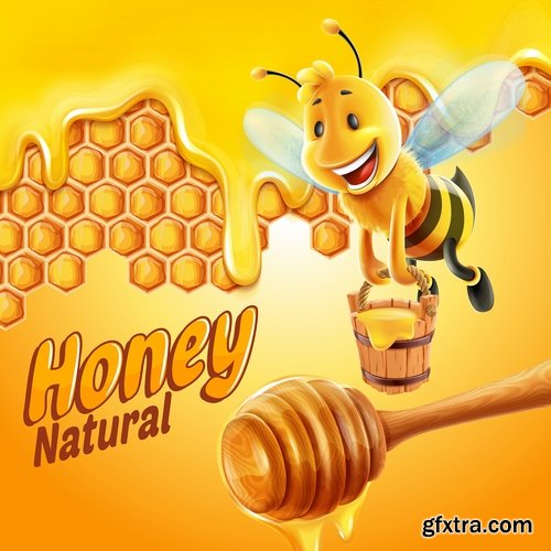 Collection of honey bee hive honeycomb 25 EPS