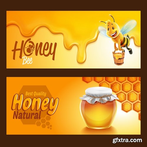 Collection of honey bee hive honeycomb 25 EPS