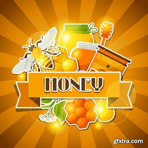 Collection of honey bee hive honeycomb 25 EPS