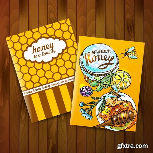 Collection of honey bee hive honeycomb 25 EPS