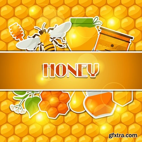 Collection of honey bee hive honeycomb 25 EPS