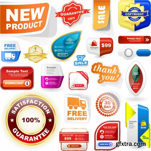 Collection of label discount sale sticker logo frame border card 10-25 EPS