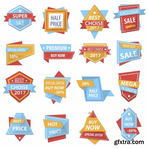 Collection of label discount sale sticker logo frame border card 10-25 EPS