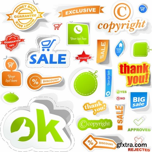 Collection of label discount sale sticker logo frame border card 10-25 EPS