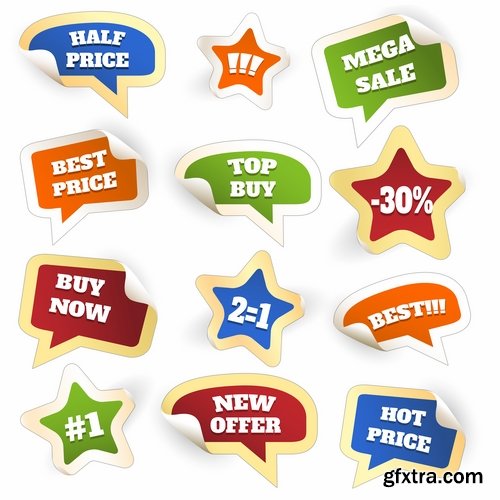 Collection of label discount sale sticker logo frame border card 10-25 EPS