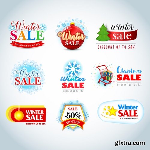 Collection of label discount sale sticker logo frame border card 10-25 EPS