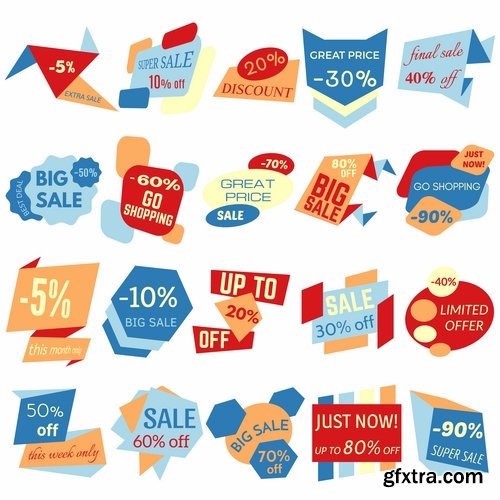 Collection of label discount sale sticker logo frame border card 10-25 EPS