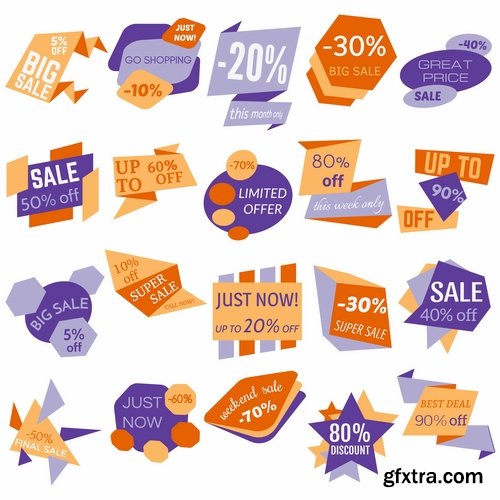 Collection of label discount sale sticker logo frame border card 10-25 EPS