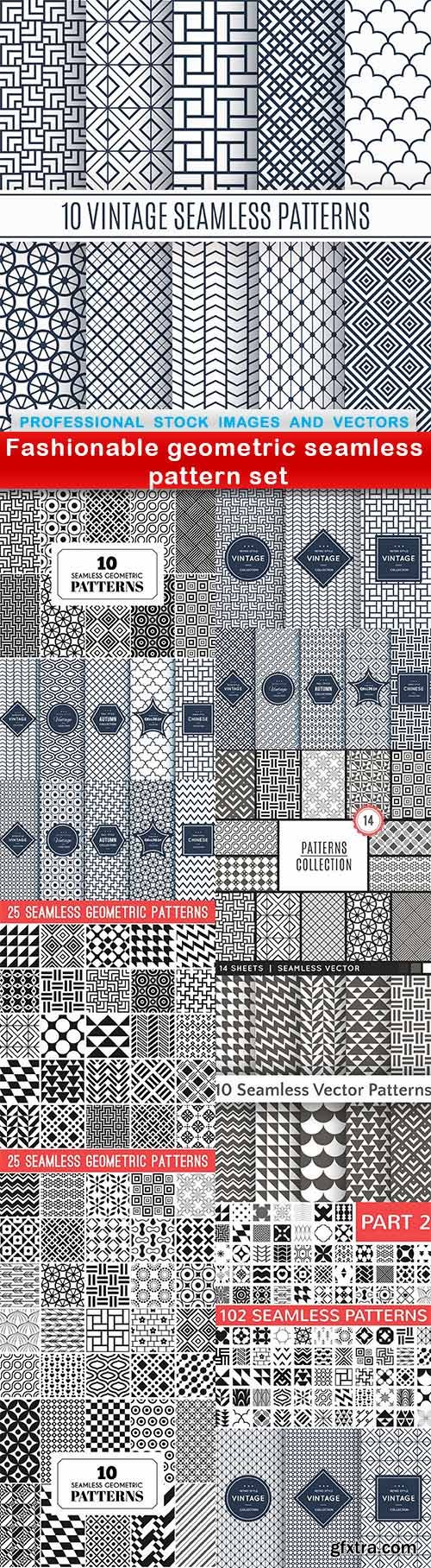 Fashionable geometric seamless pattern set - 13 EPS