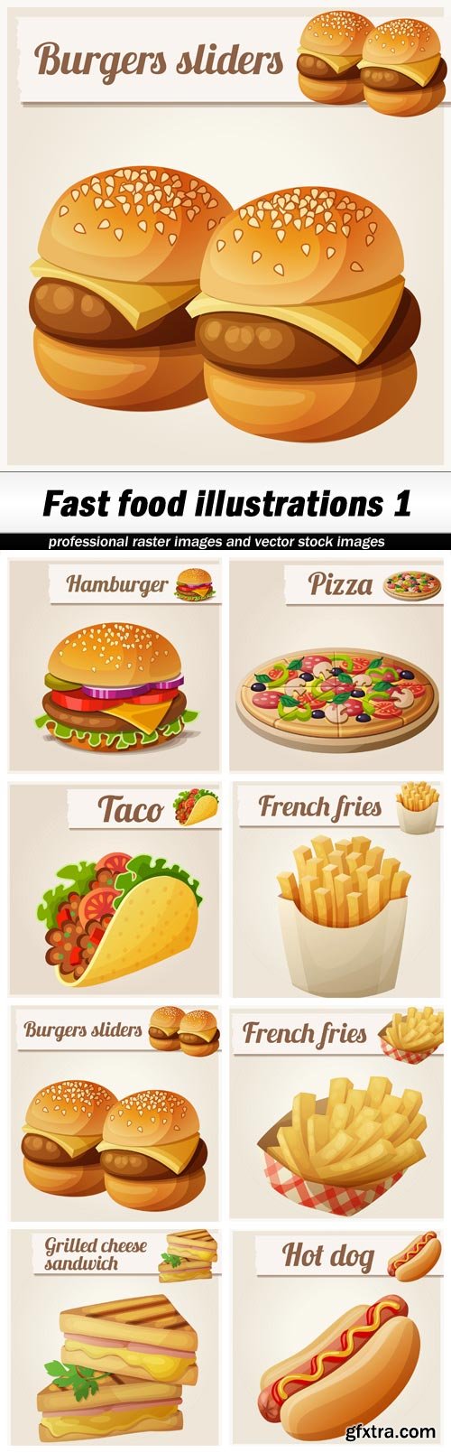 Fast food illustrations 1 - 8 EPS