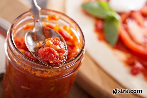 Collection of sauce dish with ketchup and condiment spices meat 25 HQ Jpeg