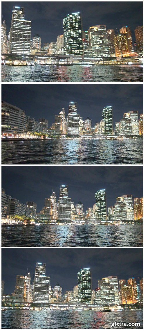 Video footage Panoramic views of Sydney at night, night city HD