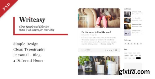 ThemeForest - Writeasy Blog - Personal PSD Blog for Writing 19293784